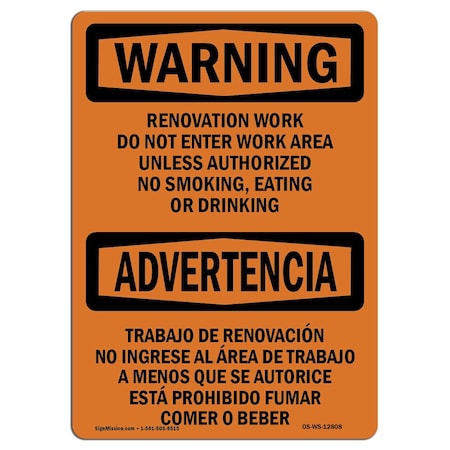 Signmission OSHA Warning Sign, 7" H, 10" W, Renovation Work Do Not Enter Work Area, Landscape, WS-D-L-12808 OS-WS-D-710-L-12808